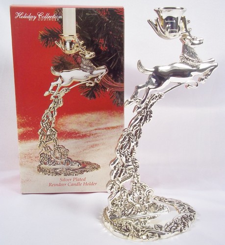 Silver plated reindeer candle - silver,