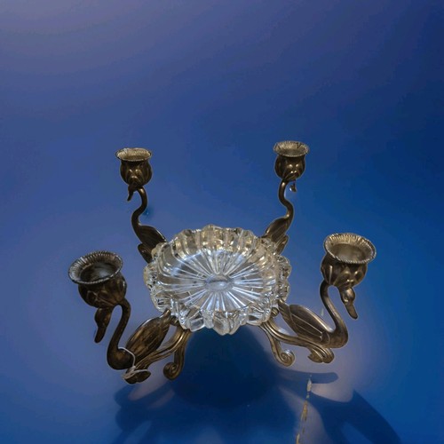 Vtg silver swan candleabra - silver,